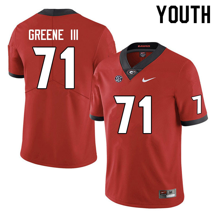 Georgia Bulldogs Youth Earnest Greene III #71 Red Anniversary Stitched College UGA Football Jersey 23DK010RC